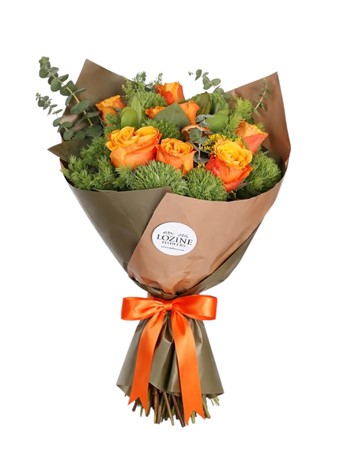 9 Adet Turuncu Gül Buketi