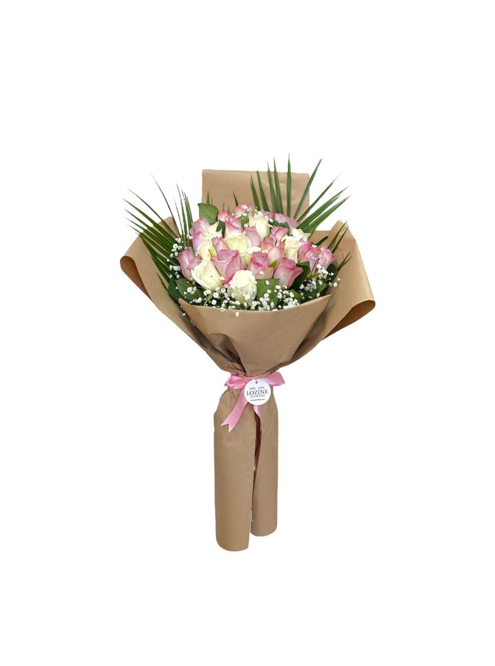 Lila ve Beyaz Gül Buketi