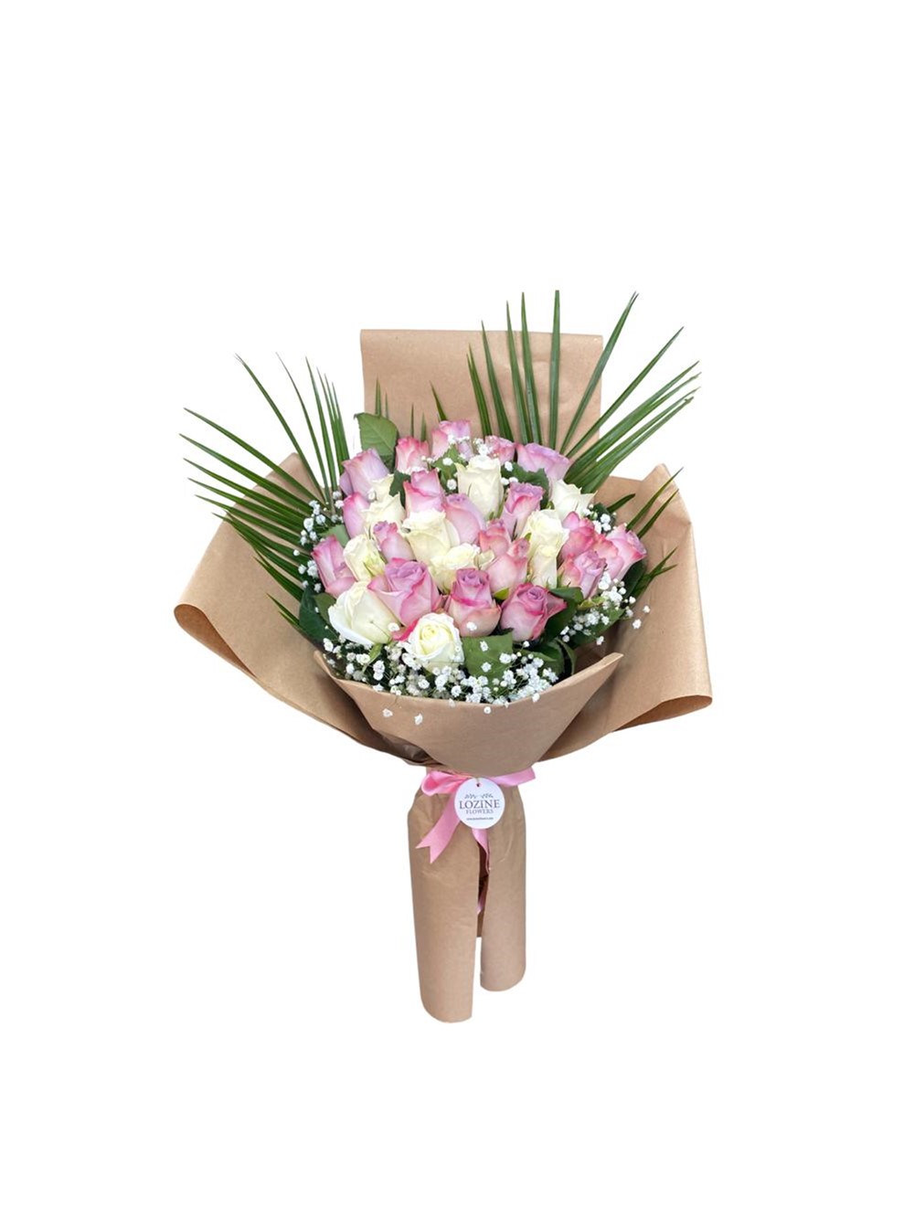 Lila ve Beyaz Gül Buketi