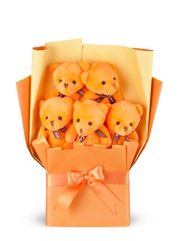 Turuncu Ayıcık Peluş Buketi