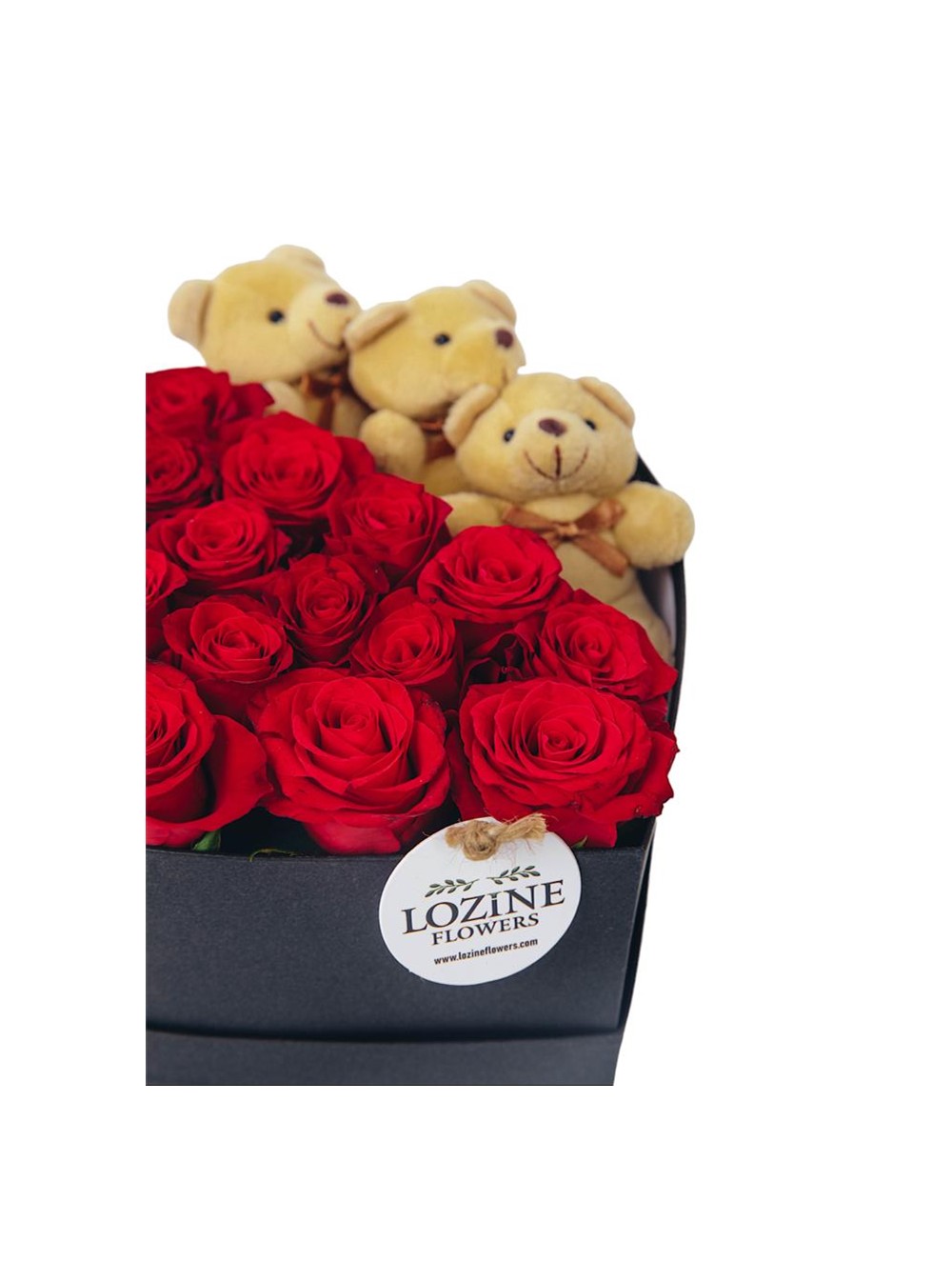 Ayıcıklı Kalp Kutu Gül