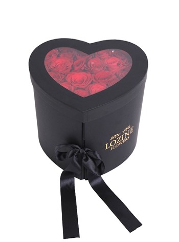 Katlamalı Kalp Kutuda Kırmızı Güller