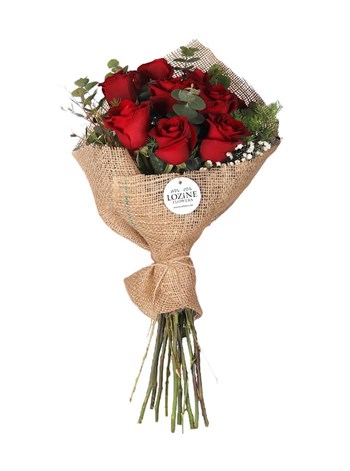 Hasırda Kırmızı Gül Buketi