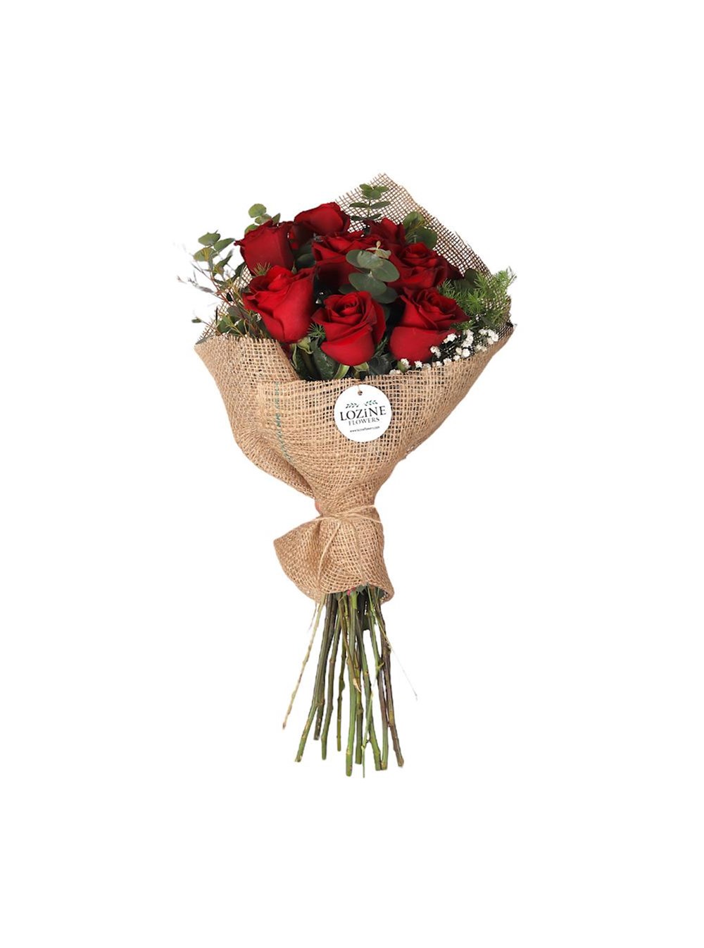 Hasırda Kırmızı Gül Buketi