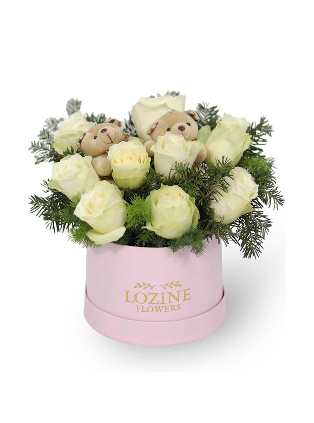 Pembe Kutuda Beyaz Güller