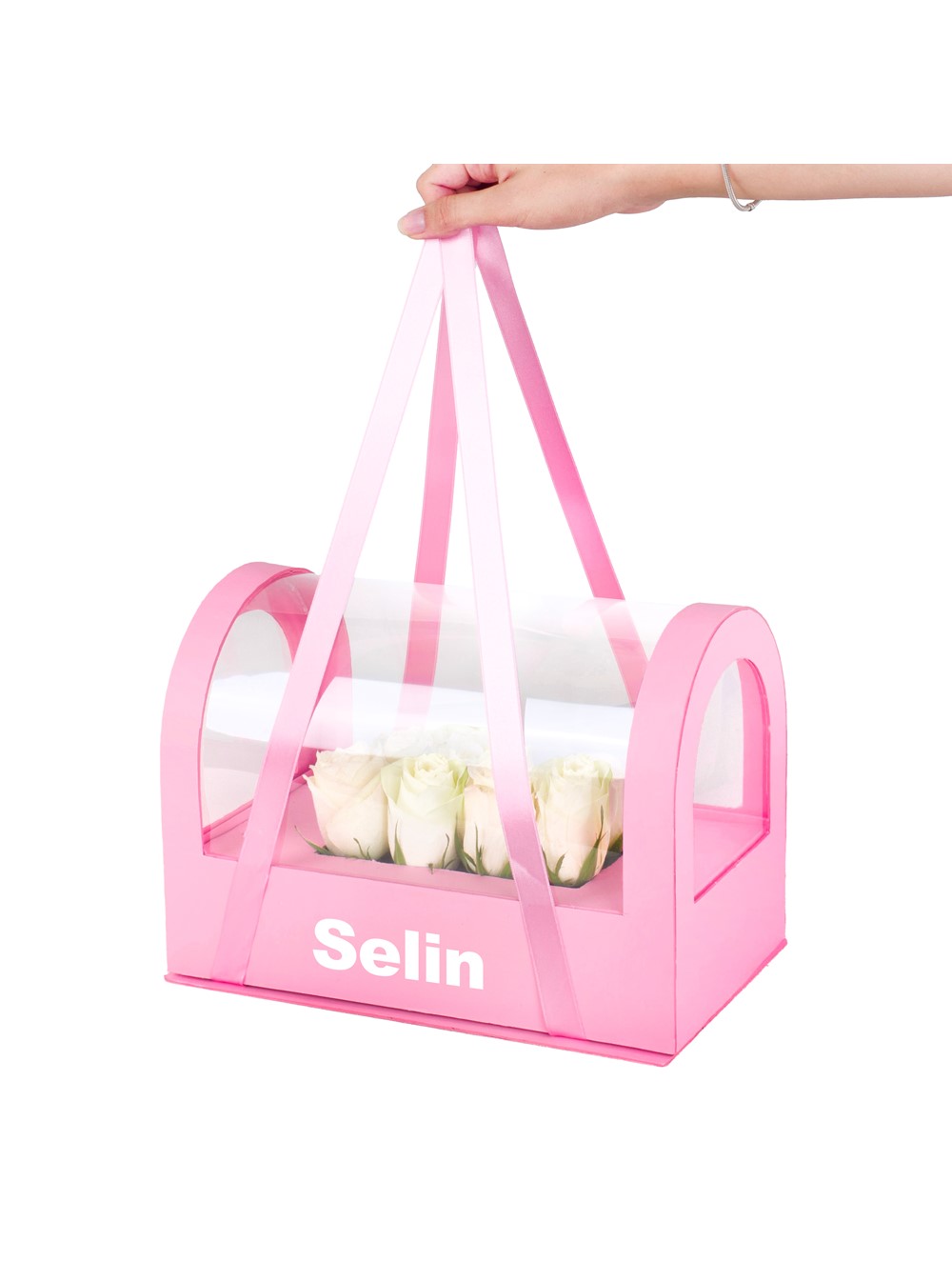 Pembe Çantada Beyaz Gül