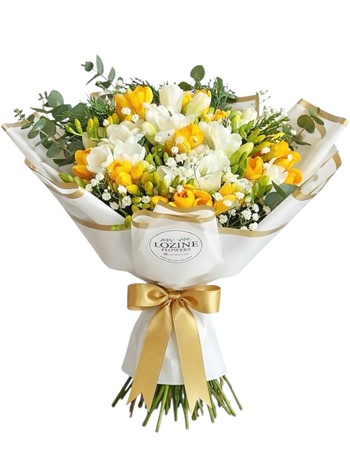 Sarı Ve Beyaz Frezya Buketi
