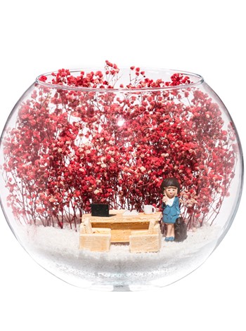 Teraryum Yeni İş Tebrik - Pembe - Kumral Mavi Elbiseli