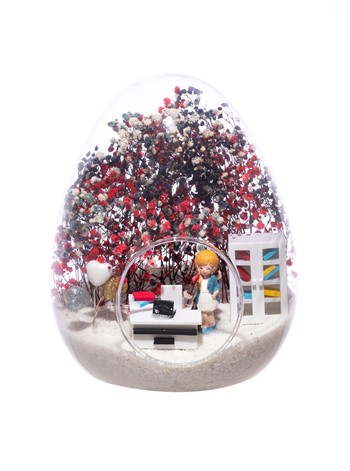 Teraryum Mini Yeni İş Kadın Sarışın Mavi Elbiseli-Cipsomiks