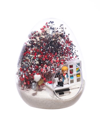 Teraryum Mini Yeni İş Kadın Sarışın Mavi Elbiseli-Cipsomiks