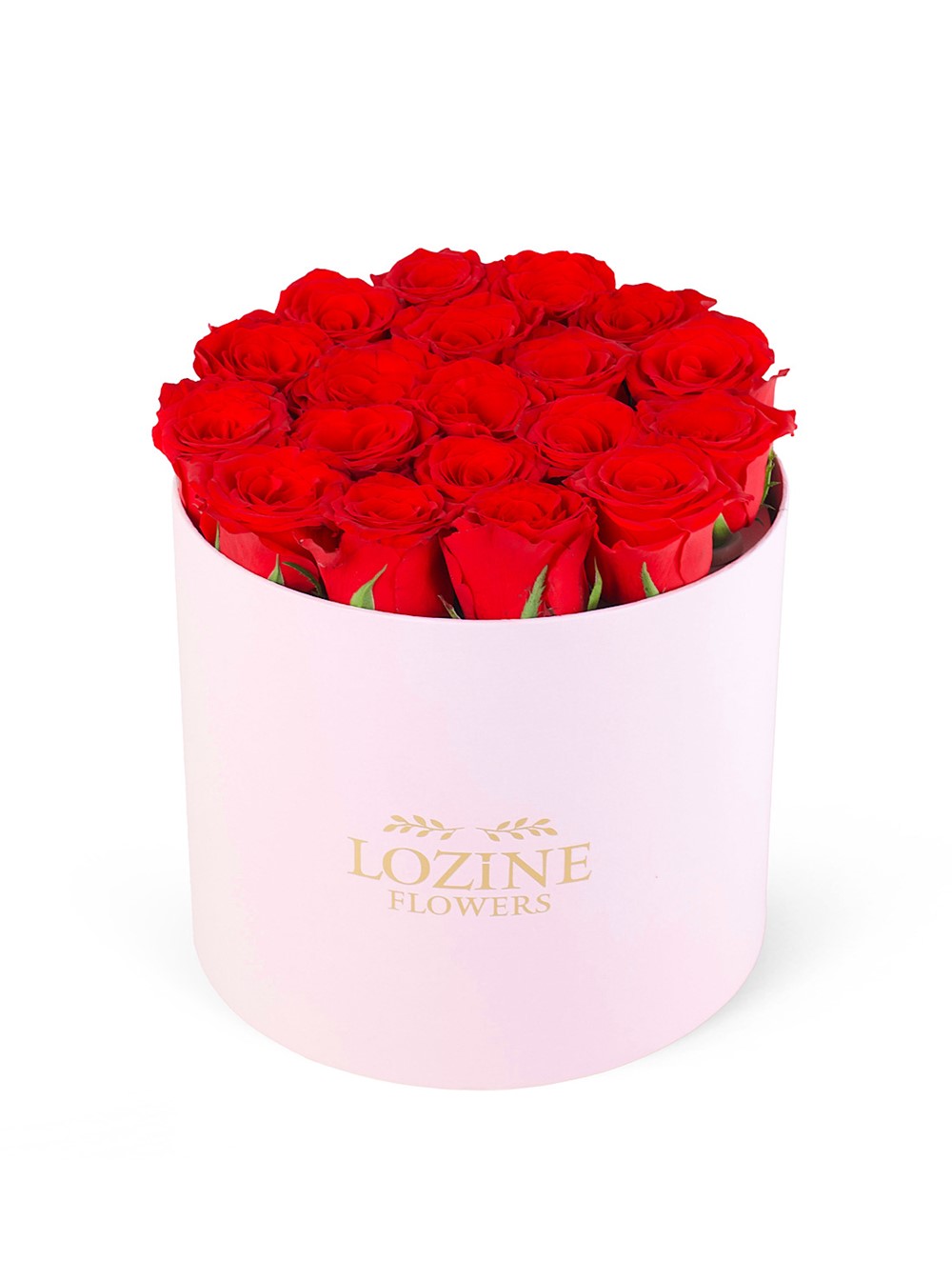 Yuvarlak Büyük Pembe Kutuda Kırmızı Güller