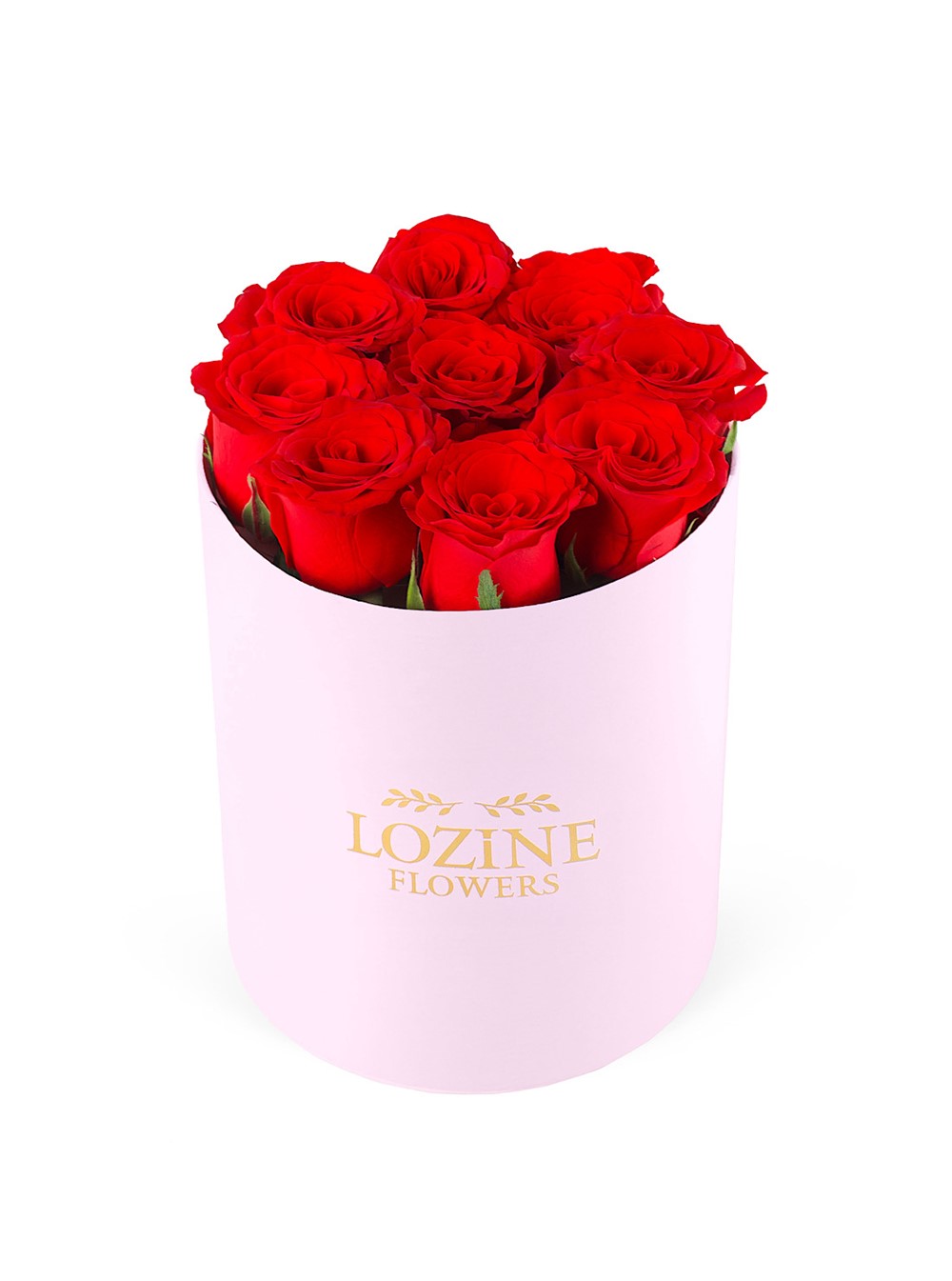 Yuvarlak Pembe Kutuda Kırmızı Gül