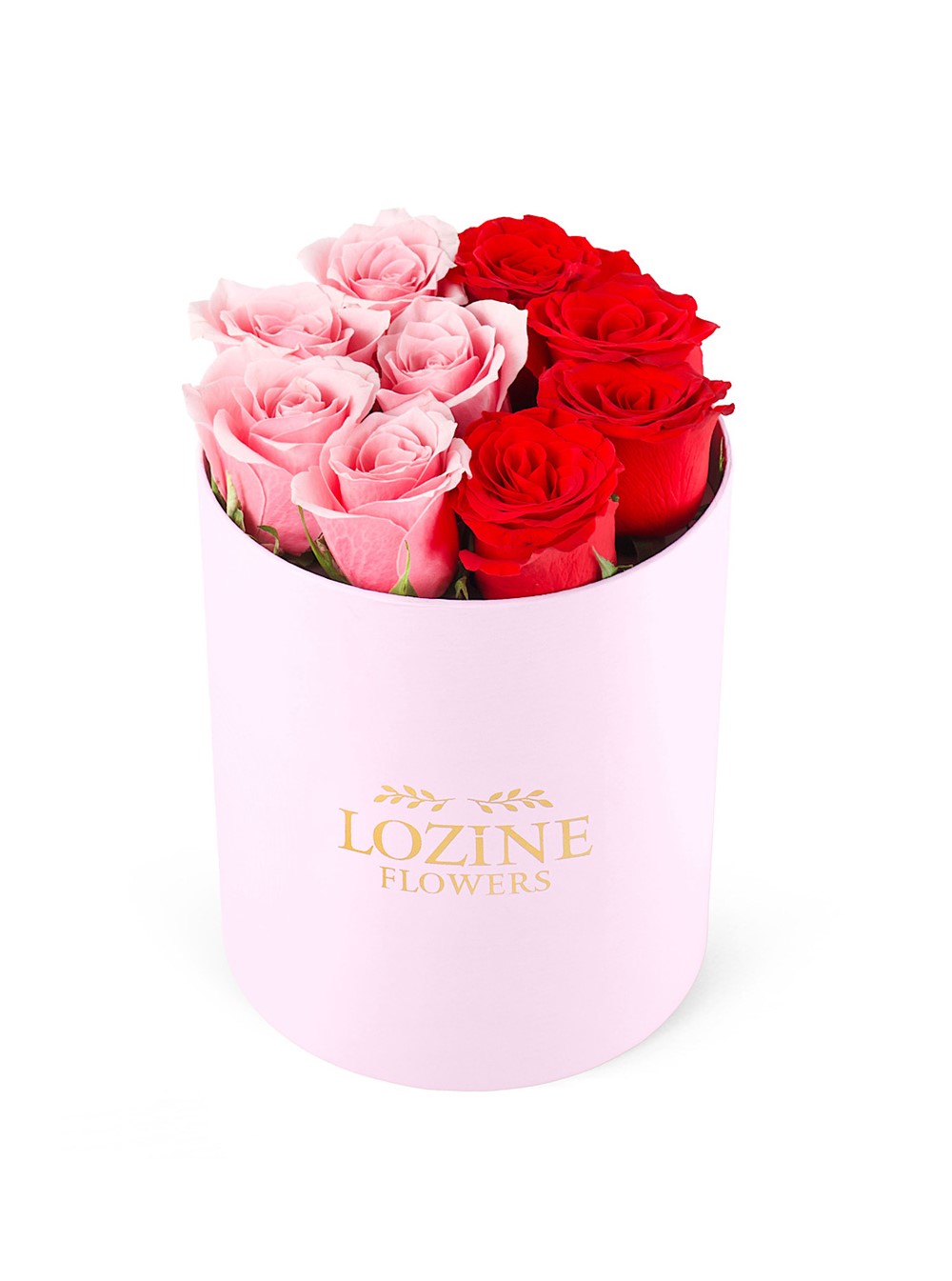 Yuvarlak Pembe Kutuda Pembe Ve Kırmızı Güller