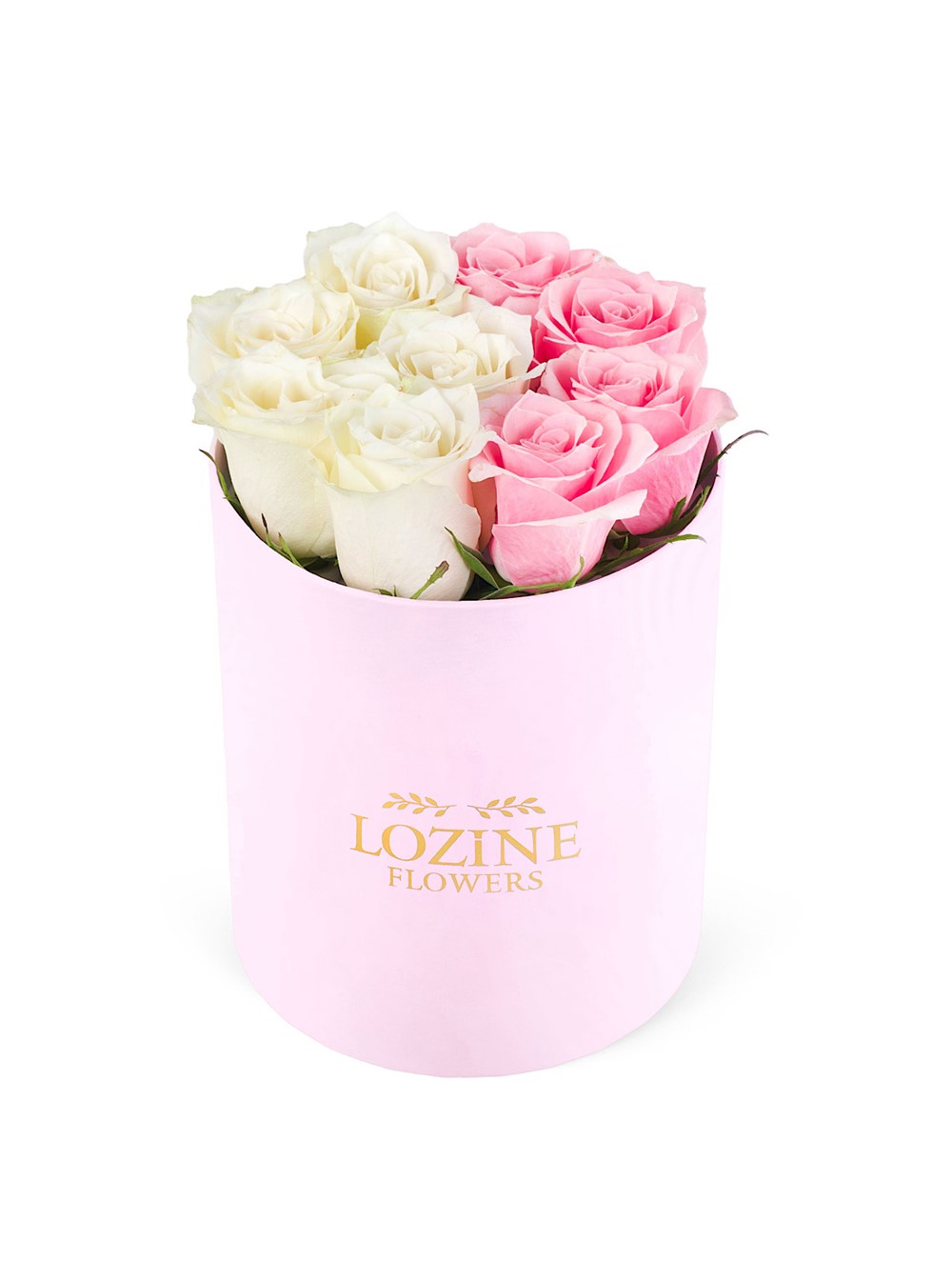 Yuvarlak Pembe Kutuda Beyaz Ve Pembe Güller