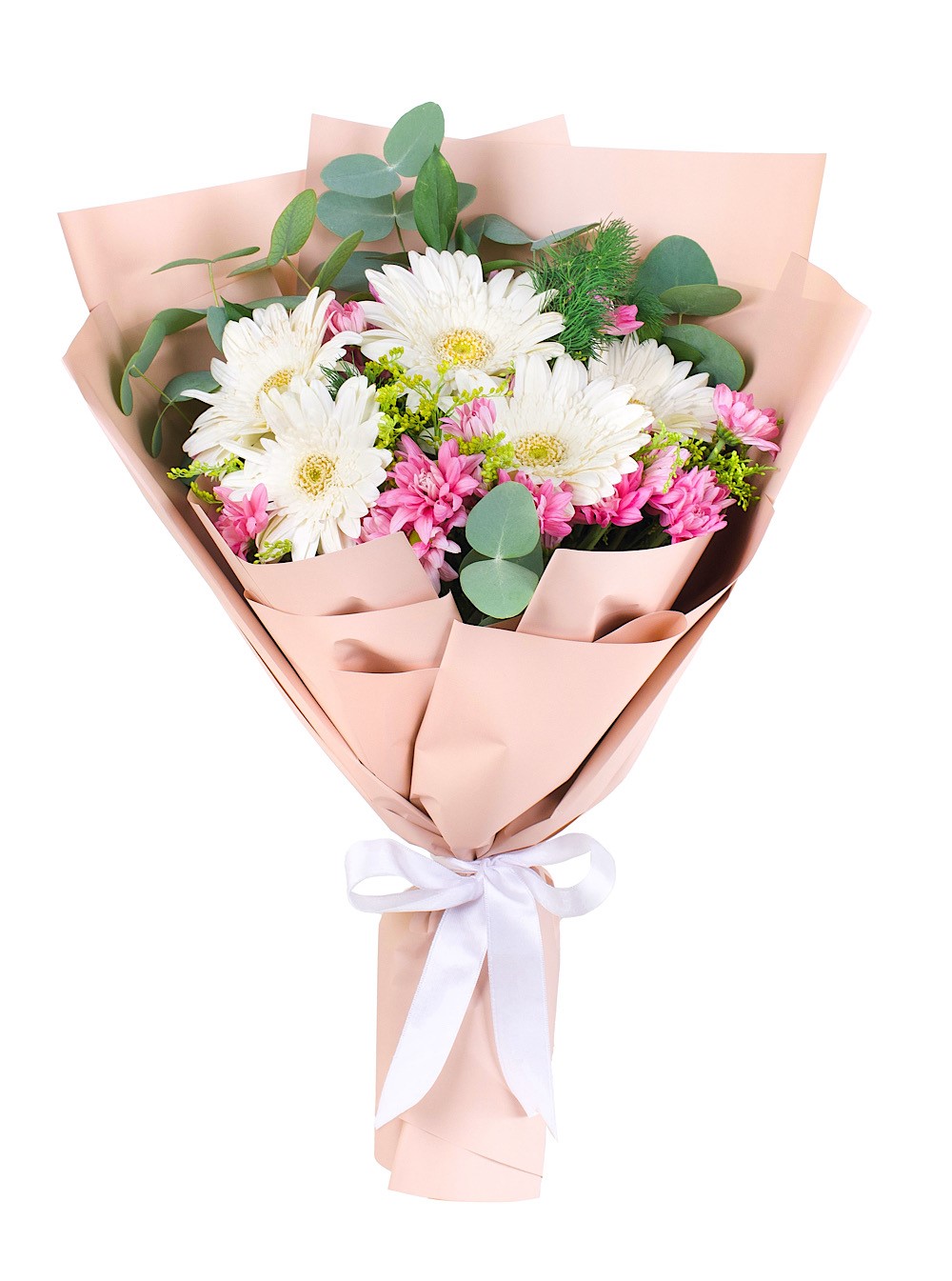 Beyaz Gerbera Ve Papatya Buketi