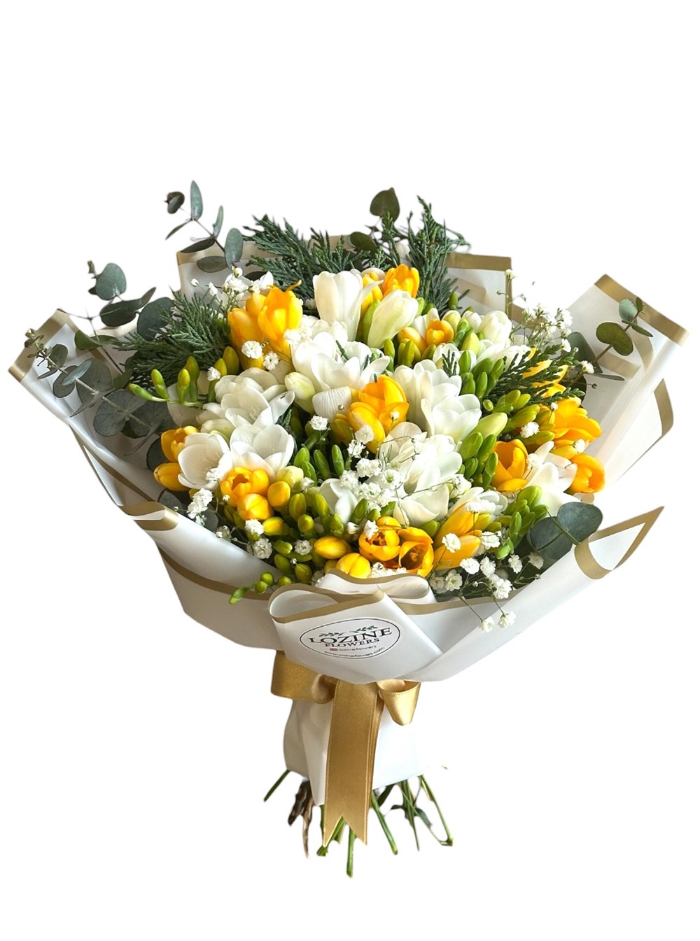 Sarı Ve Beyaz Frezya Buketi
