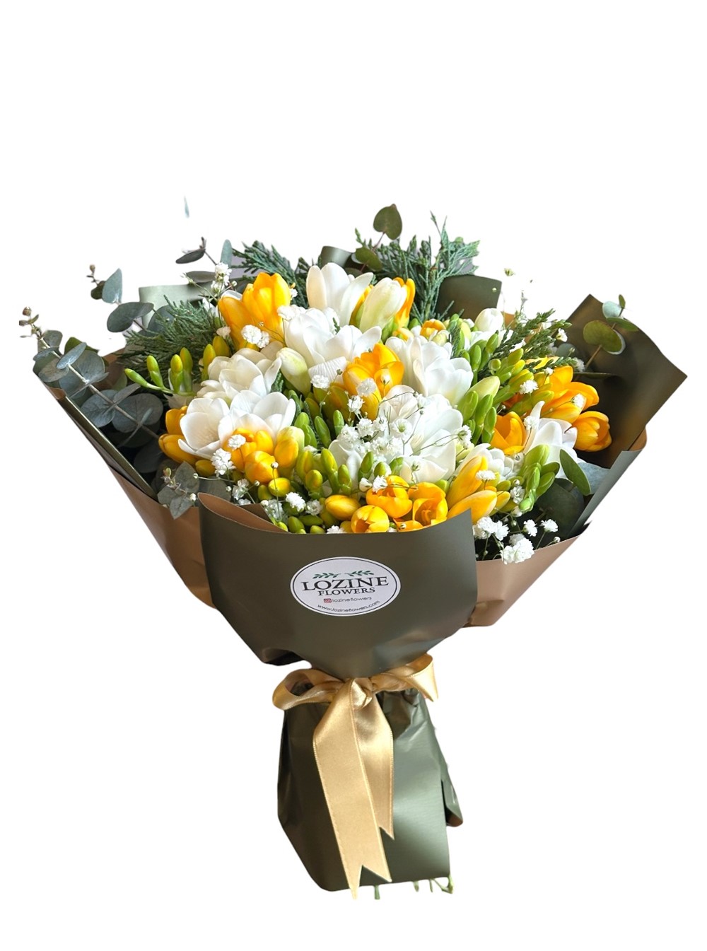 Beyaz Ve Sarı Frezya Buketi
