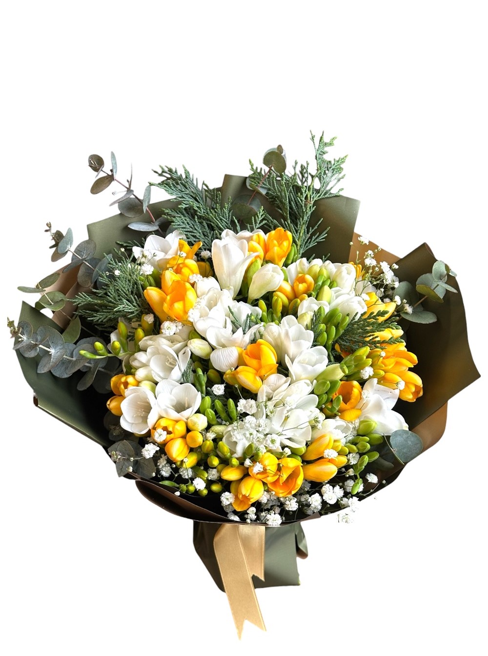 Beyaz Ve Sarı Frezya Buketi
