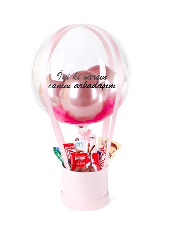 Çikolatalı Pembe Balon Kutusu