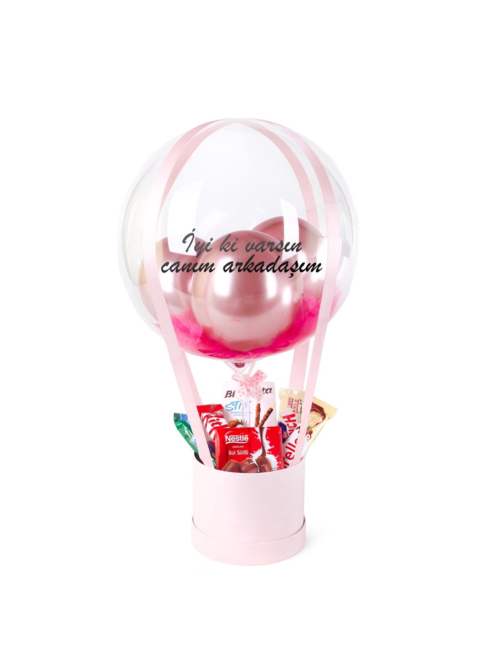 Çikolatalı Pembe Balon Kutusu